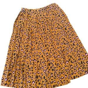 J. Crew Leopard Print A-Line Skirt - Brown and Pink